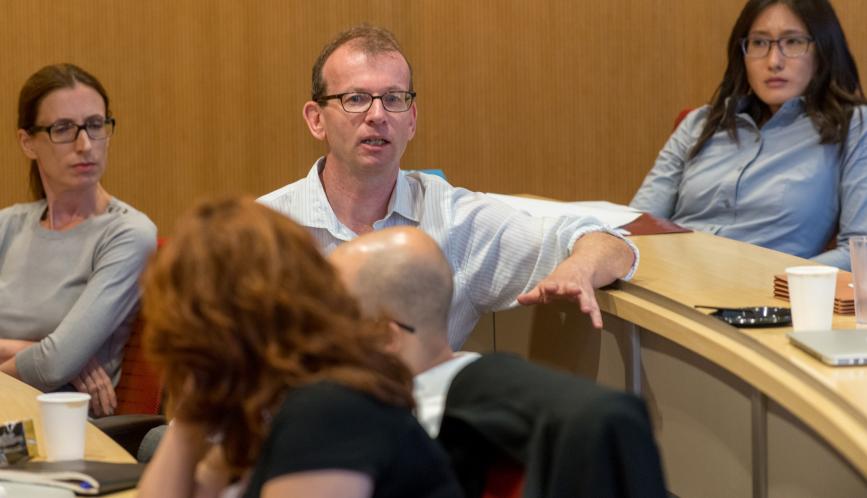 Canice Prendergast asking a question of a presenter.