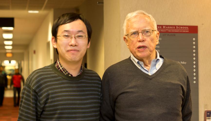 James Heckman and a student