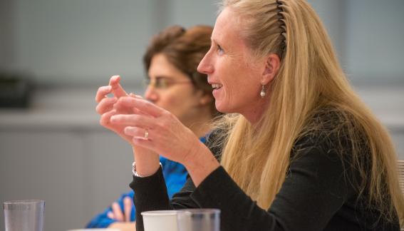 Linda Babcock asking a question.